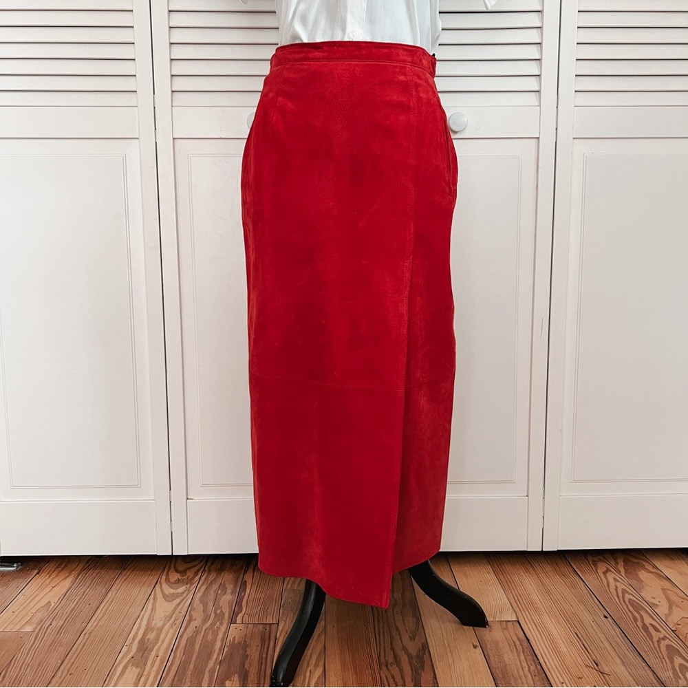 Vintage Red Suede Fall Skirt